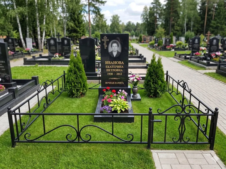 Зелёный газон на могильном участке во Владивостоке