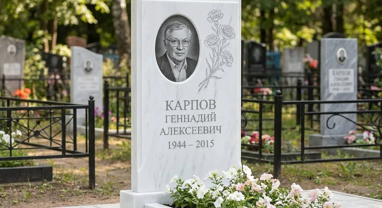 Памятник с гравировкой гвоздик — выполненная работа «Карпов» во Владивостоке