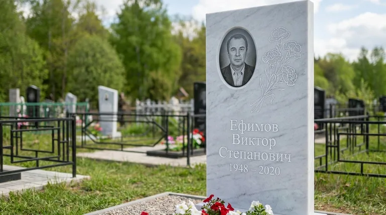 Памятник с гравировкой гвоздик — выполненная работа «Ефимов» во Владивостоке
