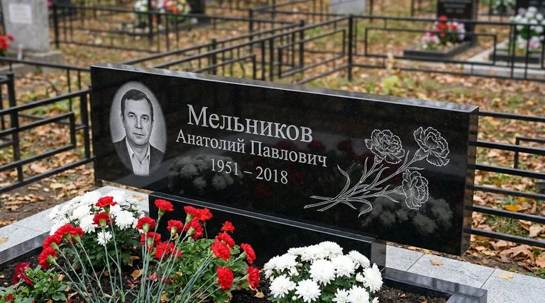 Памятник с гравировкой гвоздик — выполненная работа «Мельников» во Владивостоке