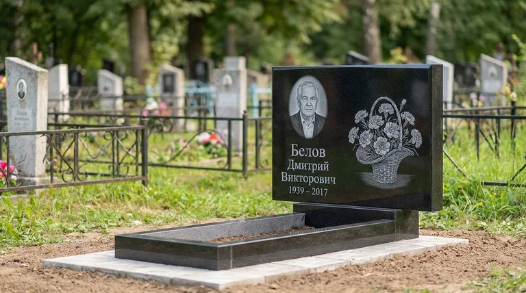 Памятник с гравировкой гвоздик — выполненная работа «Белов» во Владивостоке