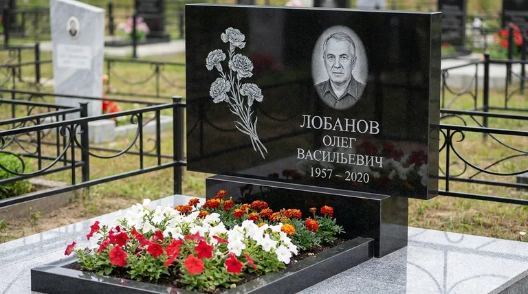 Памятник с гравировкой гвоздик — выполненная работа «Лобанов» во Владивостоке