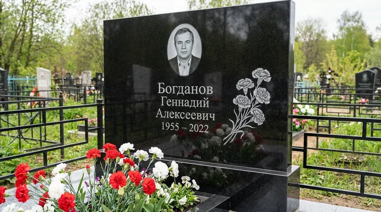 Памятник с гравировкой гвоздик — выполненная работа «Богданов» во Владивостоке