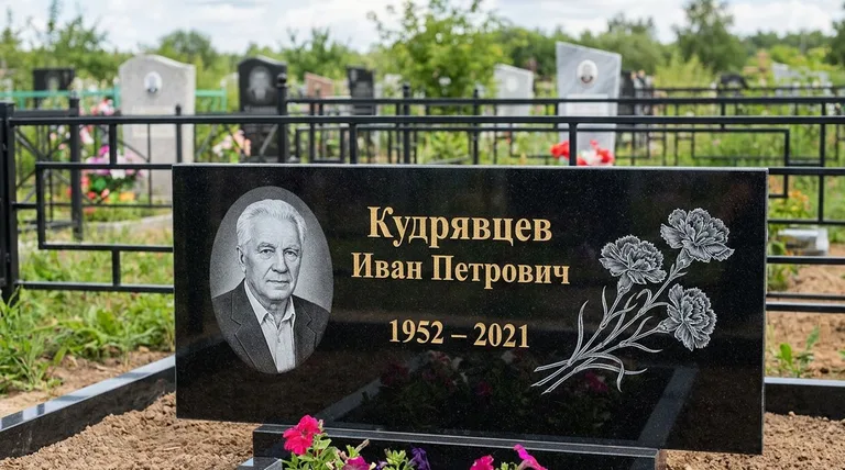 Памятник с гравировкой гвоздик — выполненная работа «Кудрявцев» во Владивостоке
