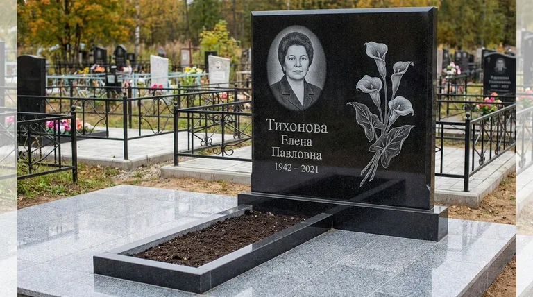 Памятник с гравировкой калл — выполненная работа «Тихонова» во Владивостоке