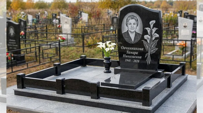 Памятник с гравировкой калл — выполненная работа «Овчинникова» во Владивостоке