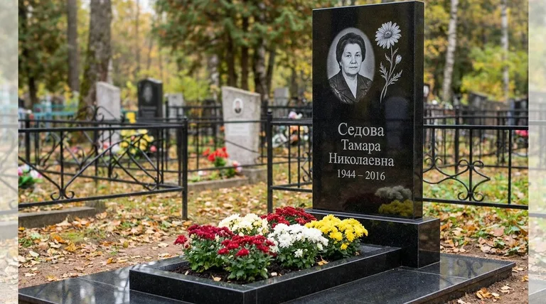 Памятник с гравировкой ромашек — выполненная работа «Седова» во Владивостоке