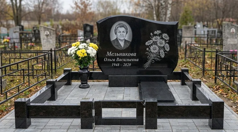Памятник с гравировкой ромашек — выполненная работа «Мельникова» во Владивостоке