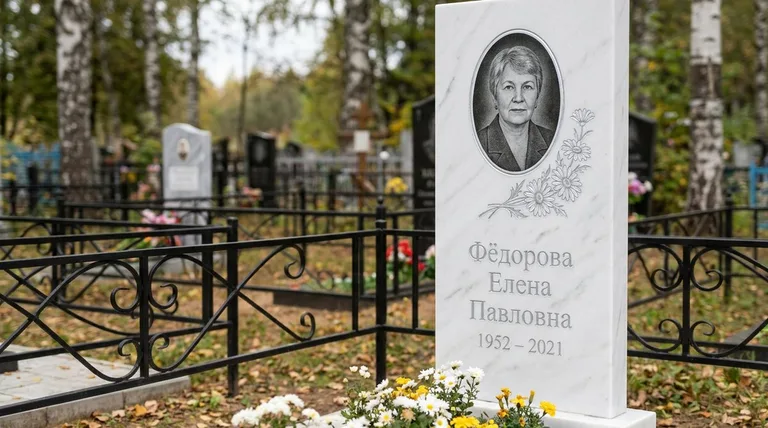 Памятник с гравировкой ромашек — выполненная работа «Фёдорова» во Владивостоке