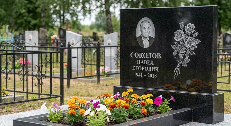 Гравировка роз на памятник во Владивостоке — пример работы на граните