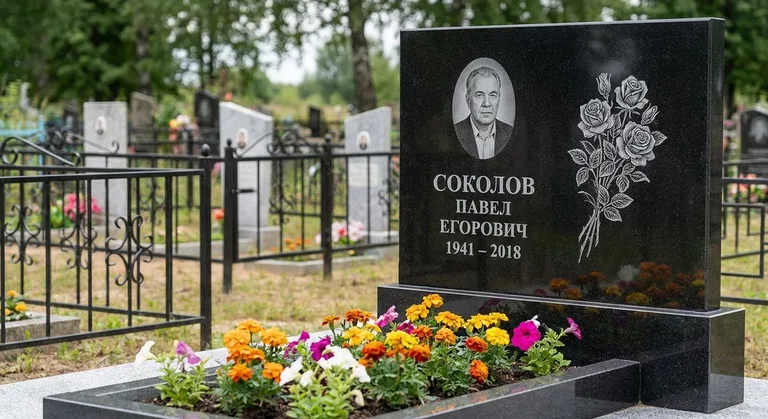 Памятник с гравировкой роз — выполненная работа «Соколов» во Владивостоке