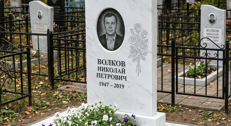 Памятник с гравировкой роз — выполненная работа «Волков» во Владивостоке