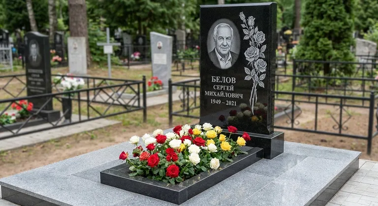 Памятник с гравировкой роз — выполненная работа «Белов» во Владивостоке