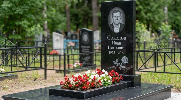 Памятник с гравировкой роз — выполненная работа «Соколов» во Владивостоке
