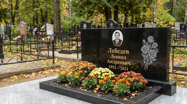 Памятник с гравировкой роз — выполненная работа «Лебедев» во Владивостоке