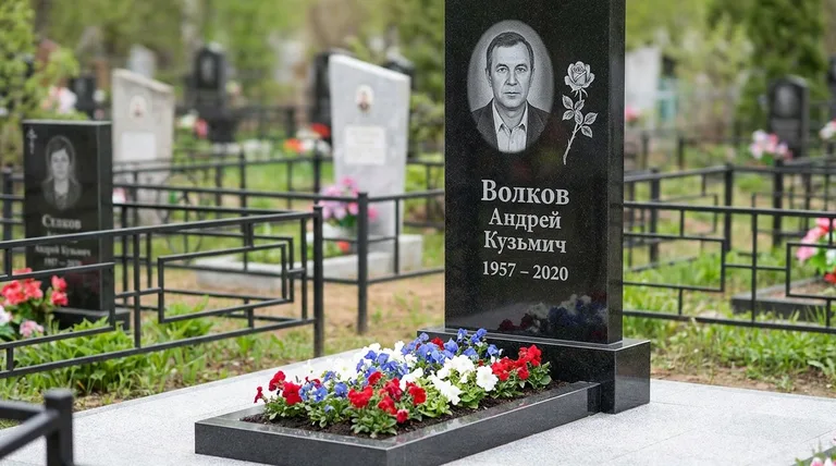 Памятник с гравировкой роз — выполненная работа «Волков» во Владивостоке