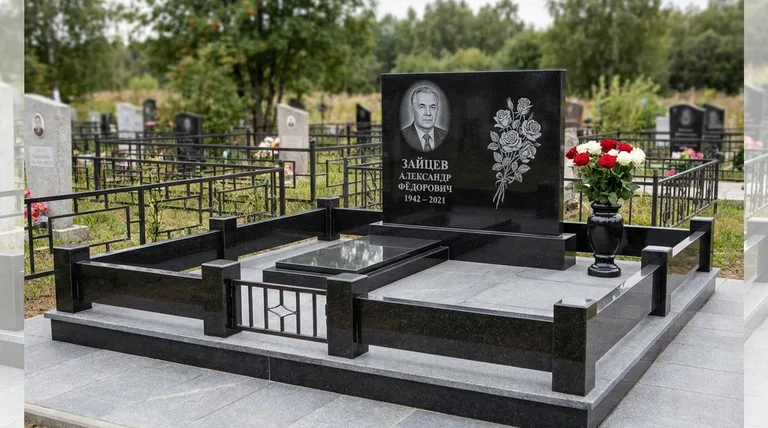 Памятник с гравировкой роз — выполненная работа «Зайцев» во Владивостоке