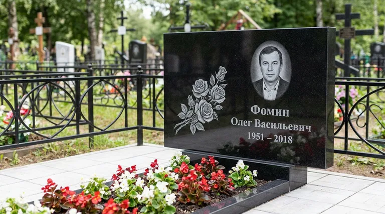 Памятник с гравировкой роз — выполненная работа «Фомин» во Владивостоке