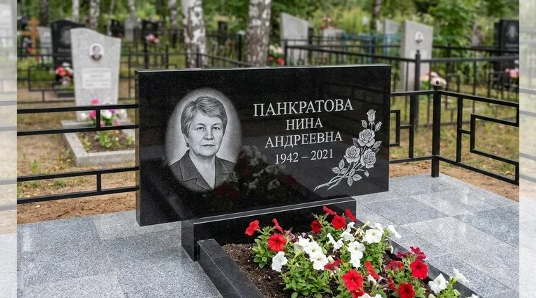 Памятник с гравировкой роз — выполненная работа «Панкратова» во Владивостоке