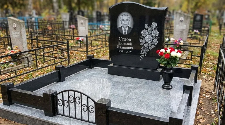 Памятник с гравировкой роз — выполненная работа «Седов» во Владивостоке
