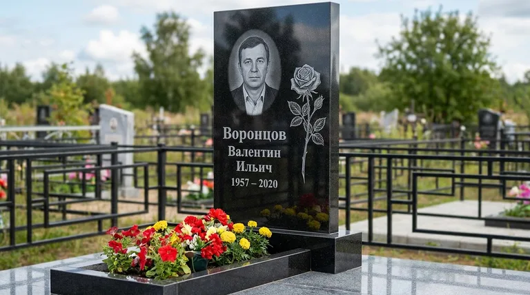 Памятник с гравировкой роз — выполненная работа «Воронцов» во Владивостоке
