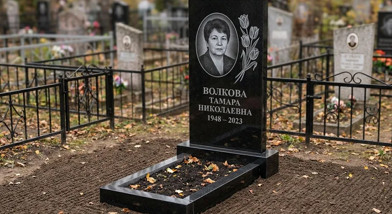 Памятник с гравировкой тюльпанов — выполненная работа «Волкова» во Владивостоке