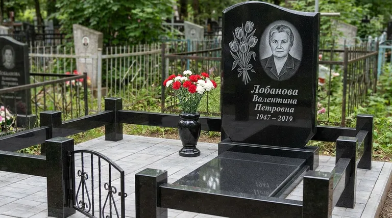 Памятник с гравировкой тюльпанов — выполненная работа «Лобанова» во Владивостоке