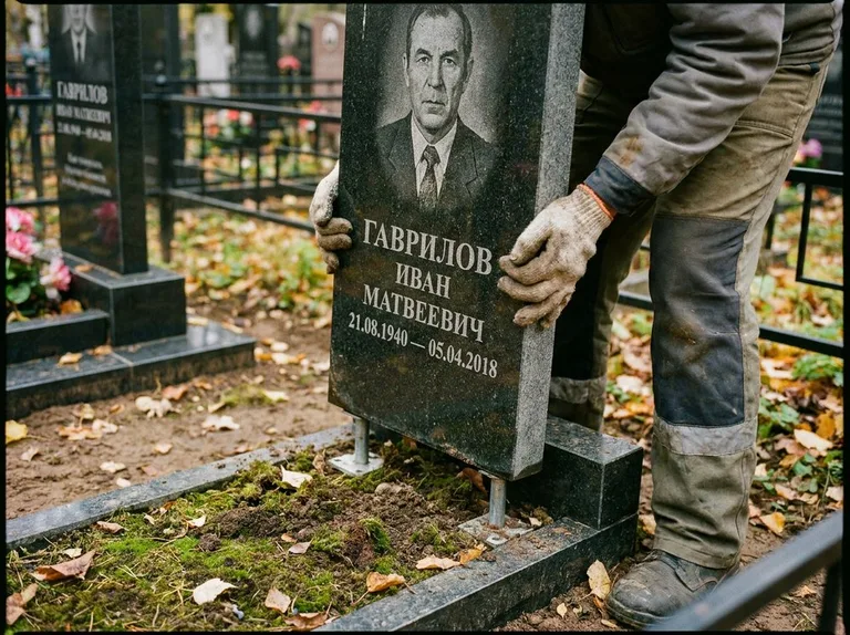 Демонтаж гранитного памятника (стелы) с могилы во Владивостоке