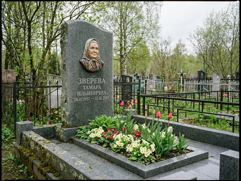 Керамический портрет на летнем кладбище во Владивостоке