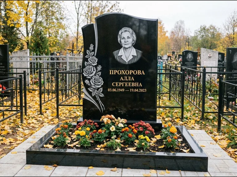 Гравировка портрета на чёрном граните — выполненная работа 20 во Владивостоке
