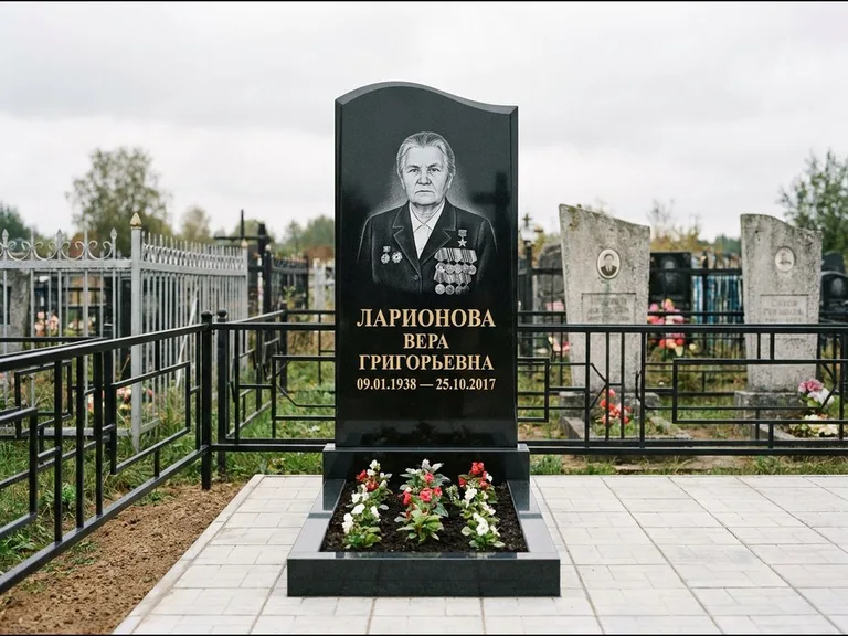 Гравировка портрета на чёрном граните — выполненная работа 28 во Владивостоке