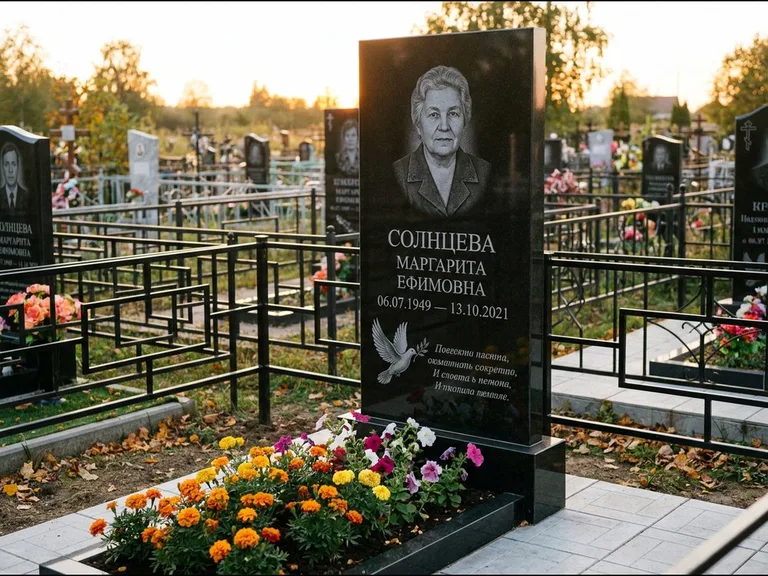 Памятник с гравировкой голубей — гравировка голубя с оливковой ветвью рядом с эпитафией, работа «Солнцева» во Владивостоке