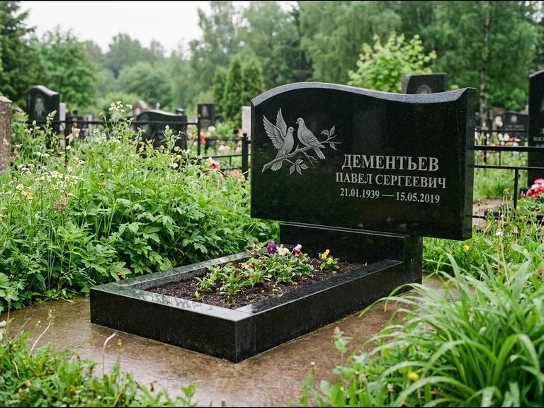 Памятник с гравировкой голубей — гравировка голубей, работа «Дементьев» во Владивостоке