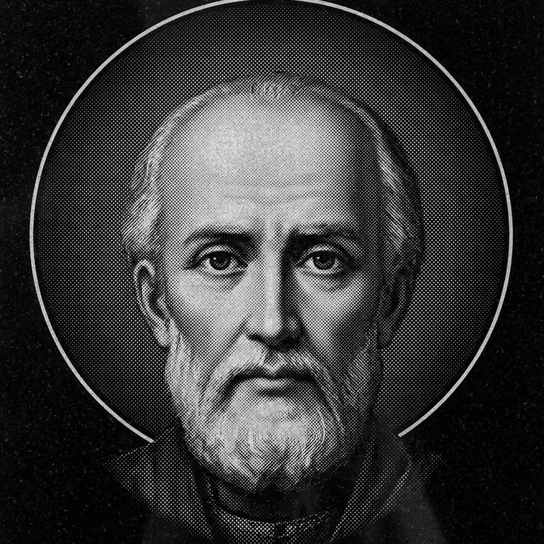 Эскиз иконы: Николай Чудотворец (полутон) — объёмный лик святителя, гравировка на памятник во Владивостоке