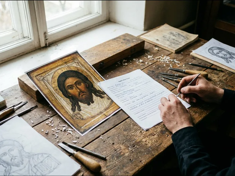 Заявка и фото — этап гравировки иконы на памятник