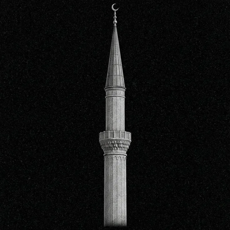 Эскиз: Минарет (фотореализм) — одиночный минарет с полумесяцем во Владивостоке