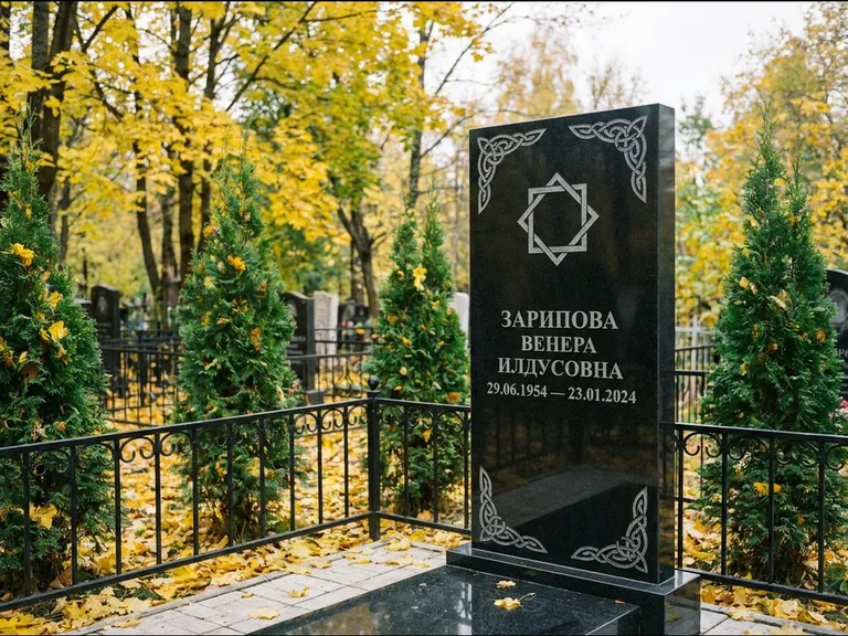 Мусульманский памятник — руб аль-хизб с восточной плетёнкой, работа «Зарипова» во Владивостоке