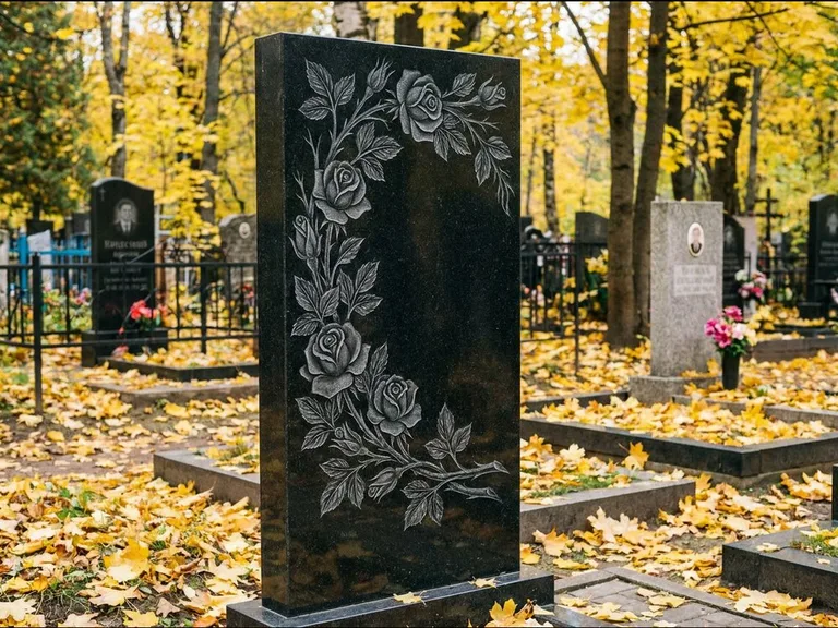 Цветы и орнамент — гравировка с выездом на кладбище во Владивостоке