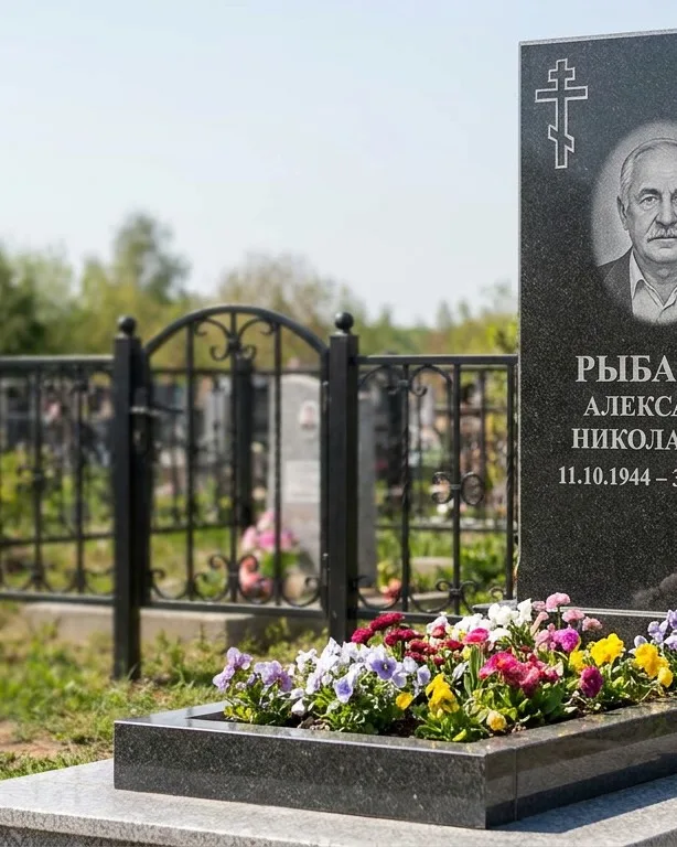Двойной памятник под ключ с ярким цветником во Владивостоке