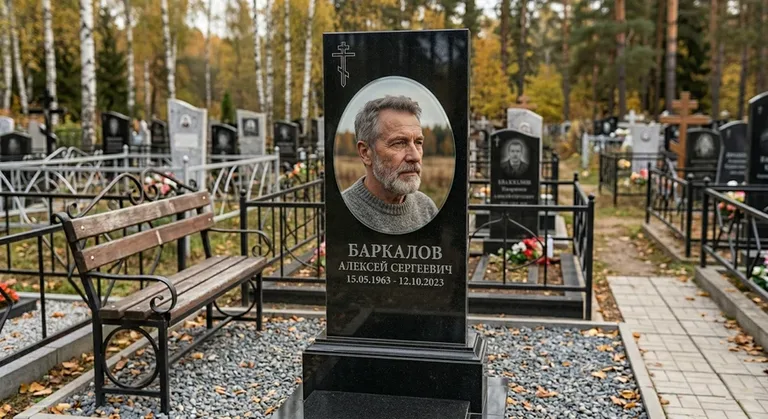 Овальный портрет на стекле на чёрной гранитной стеле во Владивостоке