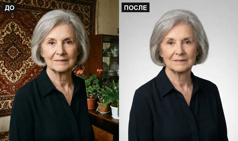 Ретушь фото на памятник — замена фона: до и после во Владивостоке