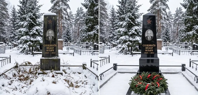 Уборка старого памятника до и после во Владивостоке