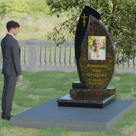 Комбинированный православный памятник с крестом и комплексом - П004