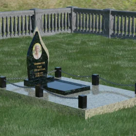 Комбинированный светский вертикальный памятник с мемориальным комплексом - П017