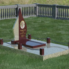 Светский комбинированный вертикальный памятник с мемориальным комплексом - П018