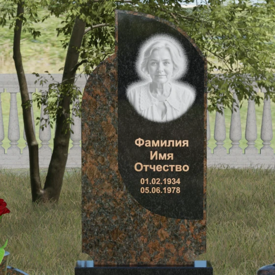 Вертикальный комбинированный памятник на одного во Владивостоке, гранит Габбро-диабаз
