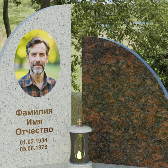 Светский комбинированный памятник вертикальный во Владивостоке, гранит Мансуровский