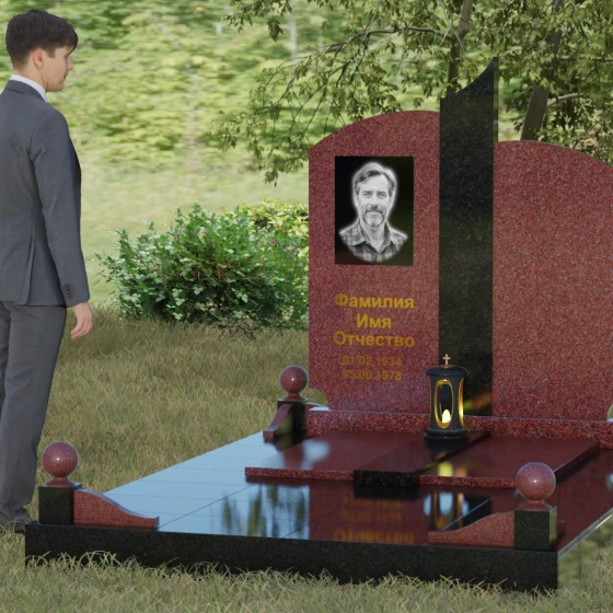 Светский вертикальный гранитный памятник во Владивостоке, гранит Лезниковский, вид 4