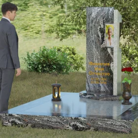 Светский комбинированный памятник П075 вертикальный - П075