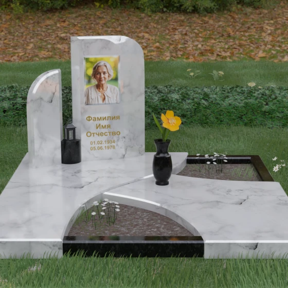 Светский гранитный памятник во Владивостоке, мрамор Тассос